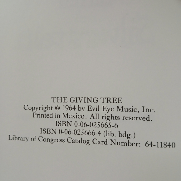 Children's Book The Giving Tree 1st Edition Six Lines Copyright 1964 Hardcover - Picture 8 of 11